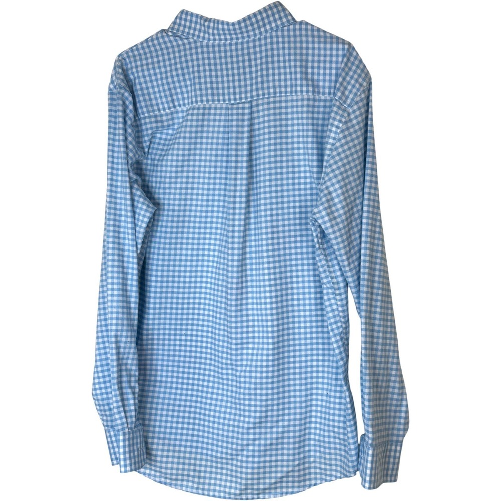 ST JOHNS BAY Mens L Blue White Gingham Stretch Long Sleeve Button Down Shirt - Picture 10 of 13
